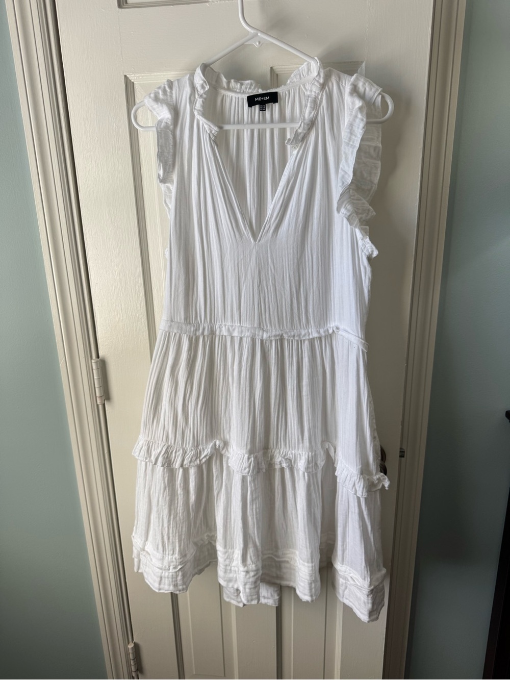 ME+EM White Ruffle Tiered Mini Sundress